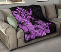 Hawaii Turtle Premium Quilt Polynesian Hibiscus Art Pink AH - Polynesian Pride