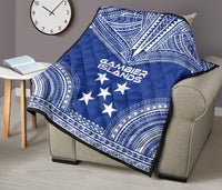Gambier Islands Premium Quilt - Gambier Islands Flag Polynesian Chief lueag Version - Polynesian Pride