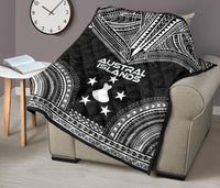 Austral Islands Premium Quilt - Austral Islands Flag Polynesian Chief Black Version - Polynesian Pride