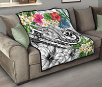 Polynesian Hawaii Kanaka Maoli Premium Quilt - Summer Plumeria (White) - Polynesian Pride