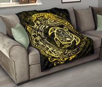 Hawaiian Turtle Polynesian Yellow Premium Quilt - Polynesian Pride