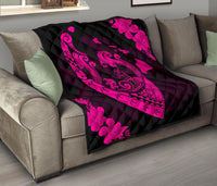 Hawaii Hibiscus Banzai Surfing Premium Quilt Pink - Polynesian Pride