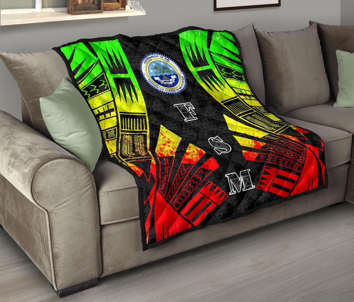Federated States Of Micronesia Premium Quilt - Federated States Of Micronesia Seal Polynesian Reggae Tattoo - Polynesian Pride