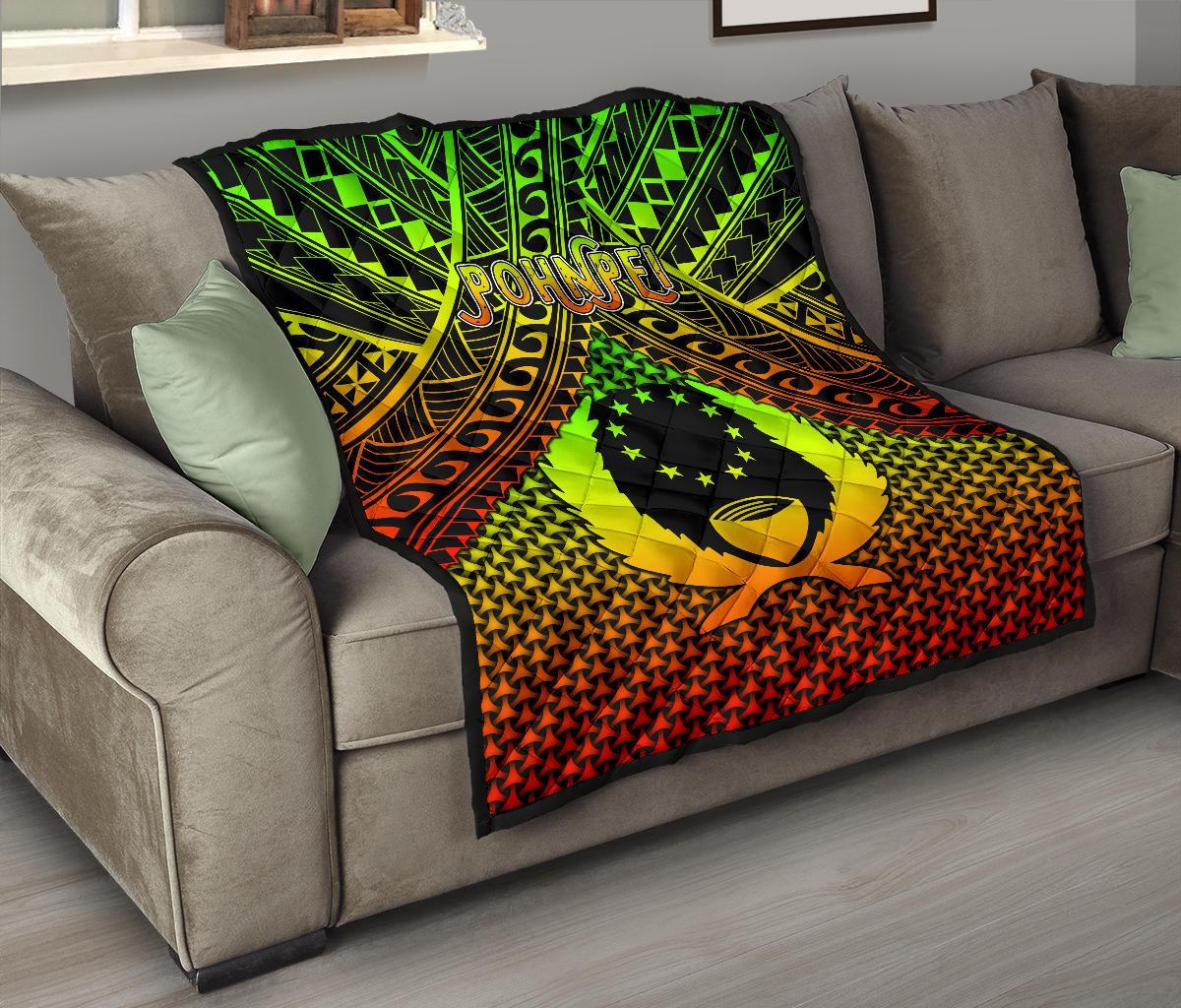 Polynesian Pohnpei Premium Quilt - Reggae Vintage Polynesian Patterns - Polynesian Pride