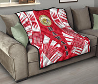 Hawaii Premium Quilt - Hawaii Seal Polynesian White Tattoo (Red) - Polynesian Pride