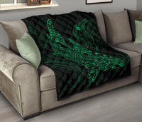 Polynesian Quilt - Polynesian Green Shark Warrior Tattoo - Polynesian Pride