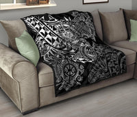 Samoa Polynesian Premium Quilt - White Turtle Flowing - Polynesian Pride