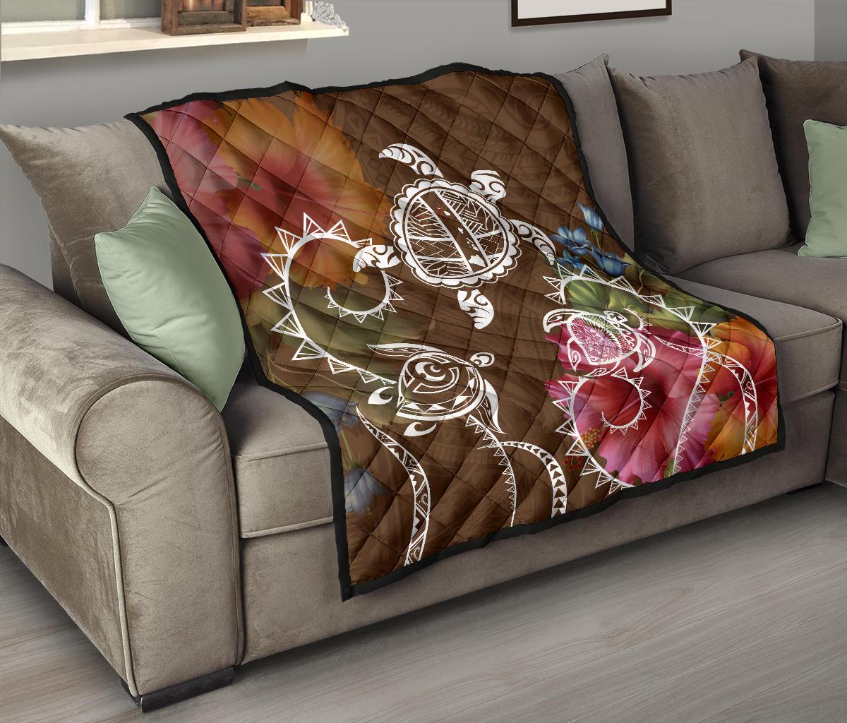 Hawaii Turtle Polynesian Premium Quilt - Herd Style - Polynesian Pride