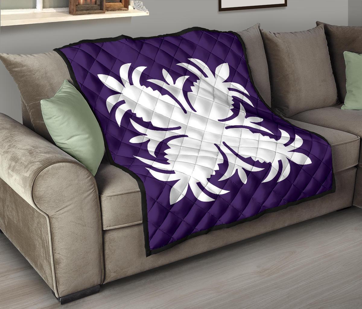 Hawaiian Premium Quilt Royal Pattern - Purple - A2 Style - Polynesian Pride
