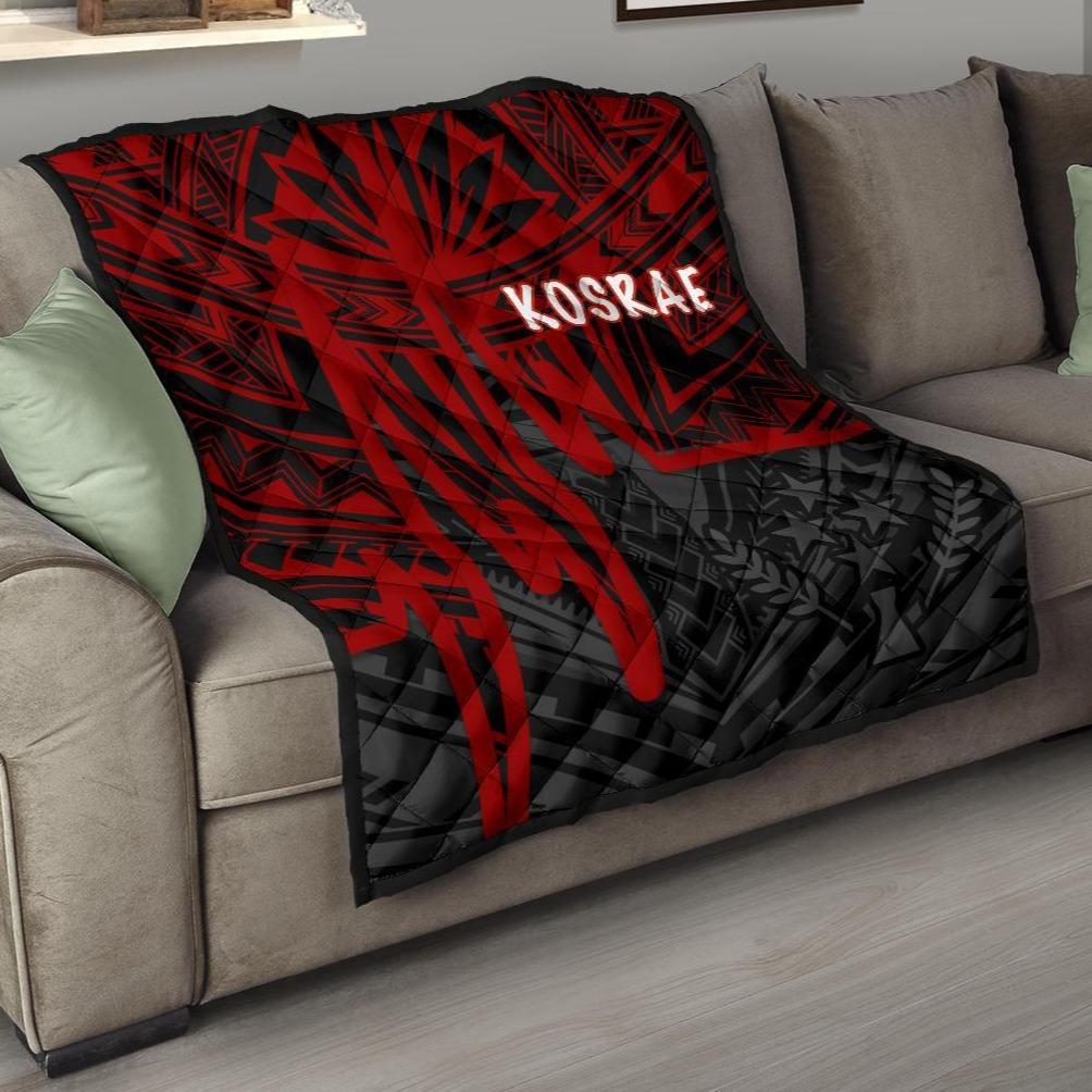 Kosrae Premium Quilt - Kosrae Seal In Heartbeat Patterns Style (Red) Red - Polynesian Pride