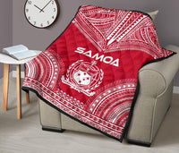 Samoa Premium Quilt - Samoa Coat Of Arms Polynesian Chief Red Version - Polynesian Pride