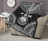 Federated States Of Micronesia Premium Quilt - FSM Seal Polynesian Chief Black Version - Polynesian Pride
