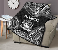 Samoa Premium Quilt - Samoa Coat Of Arms Polynesian Chief Black Version - Polynesian Pride