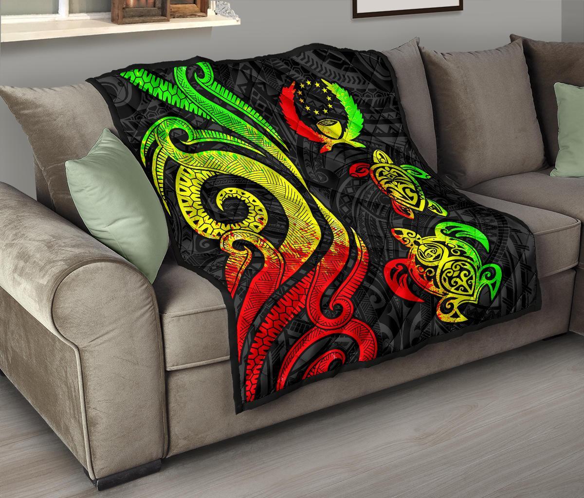 Pohnpei Premium Quilt - Reggae Tentacle Turtle - Polynesian Pride