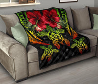 Hawaii Turtle Tropical Polynesian Premium Quilt - Iris Style - AH - Polynesian Pride