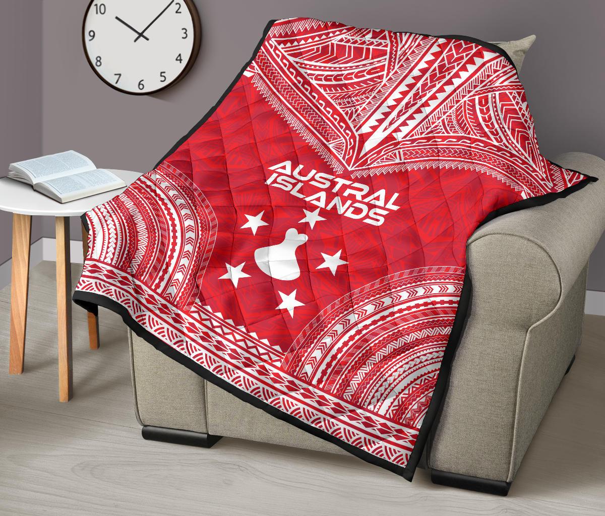 Austral Islands Premium Quilt - Austral Islands Flag Polynesian Chief Red Version - Polynesian Pride