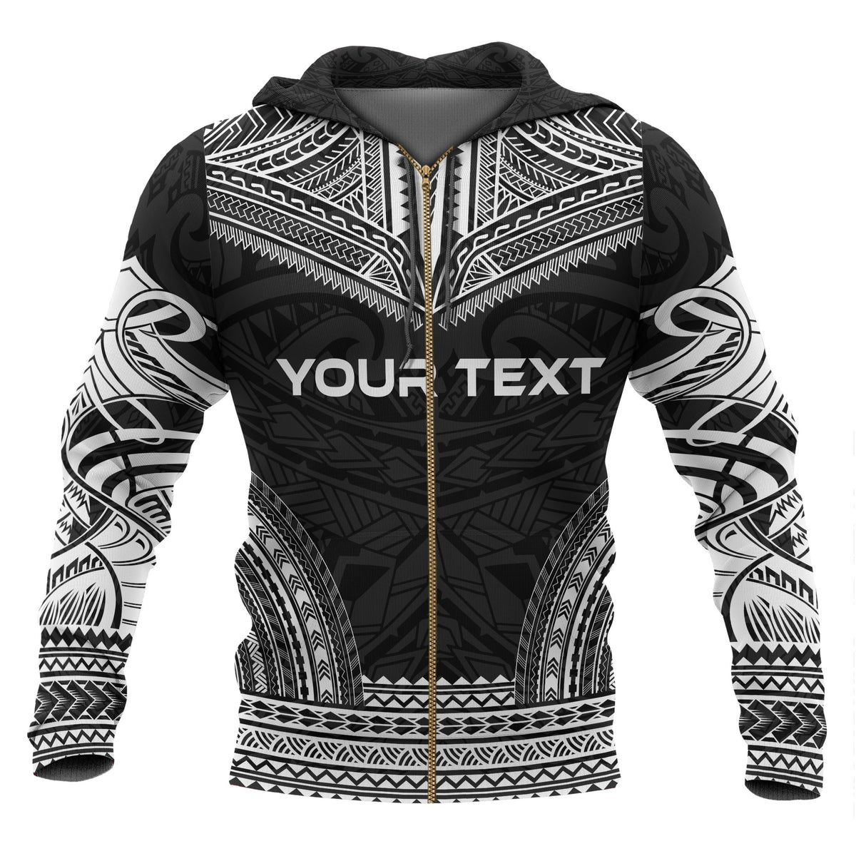 Kosrae Polynesian Chief Custom Zip up Hoodie Black Version - Polynesian Pride