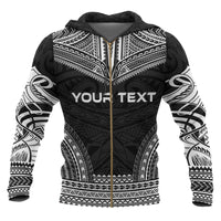 Gambier Islands Polynesian Chief Custom Zip up Hoodie Black Version - Polynesian Pride
