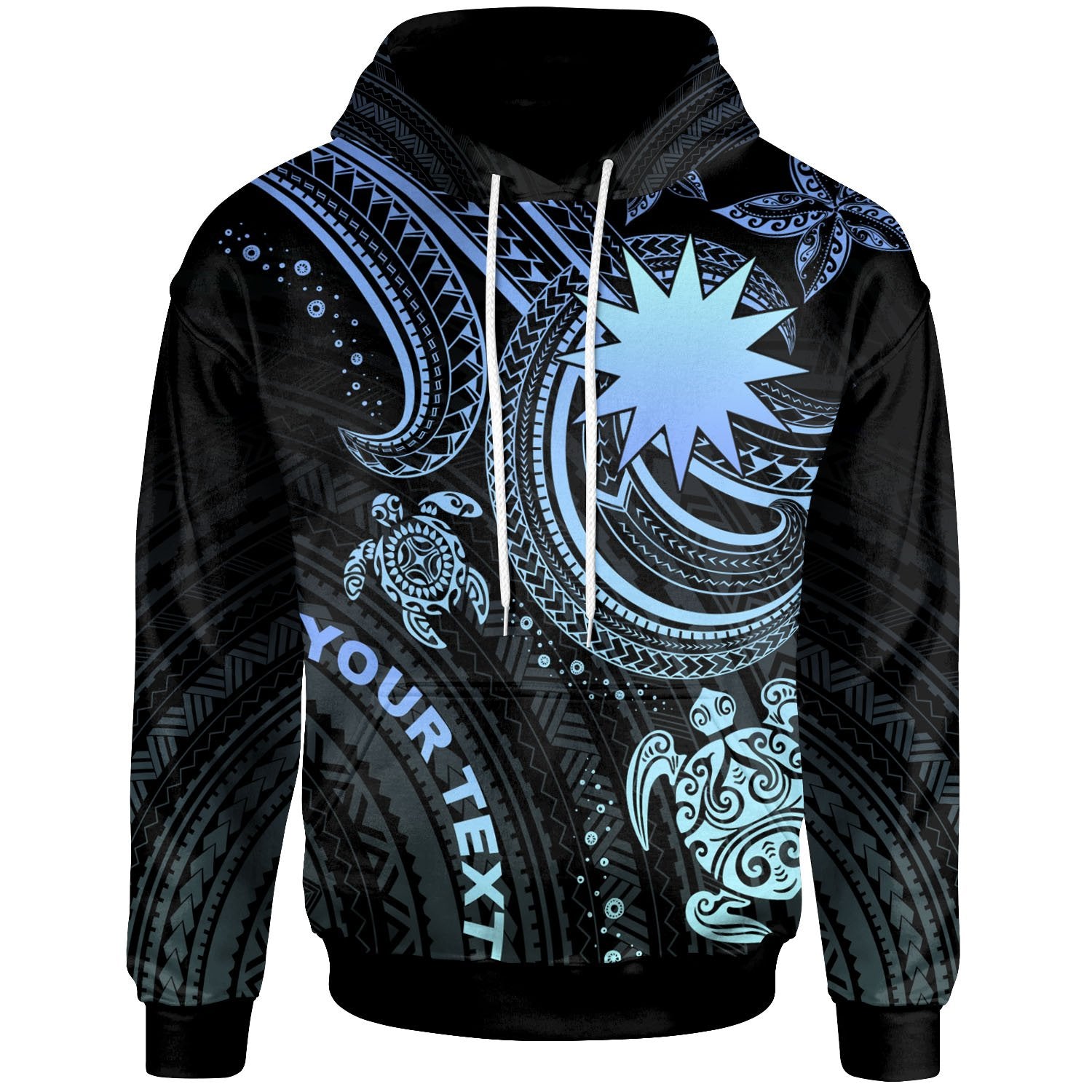 Nauru Custom Hoodie Blue Turtle Unisex Blue - Polynesian Pride