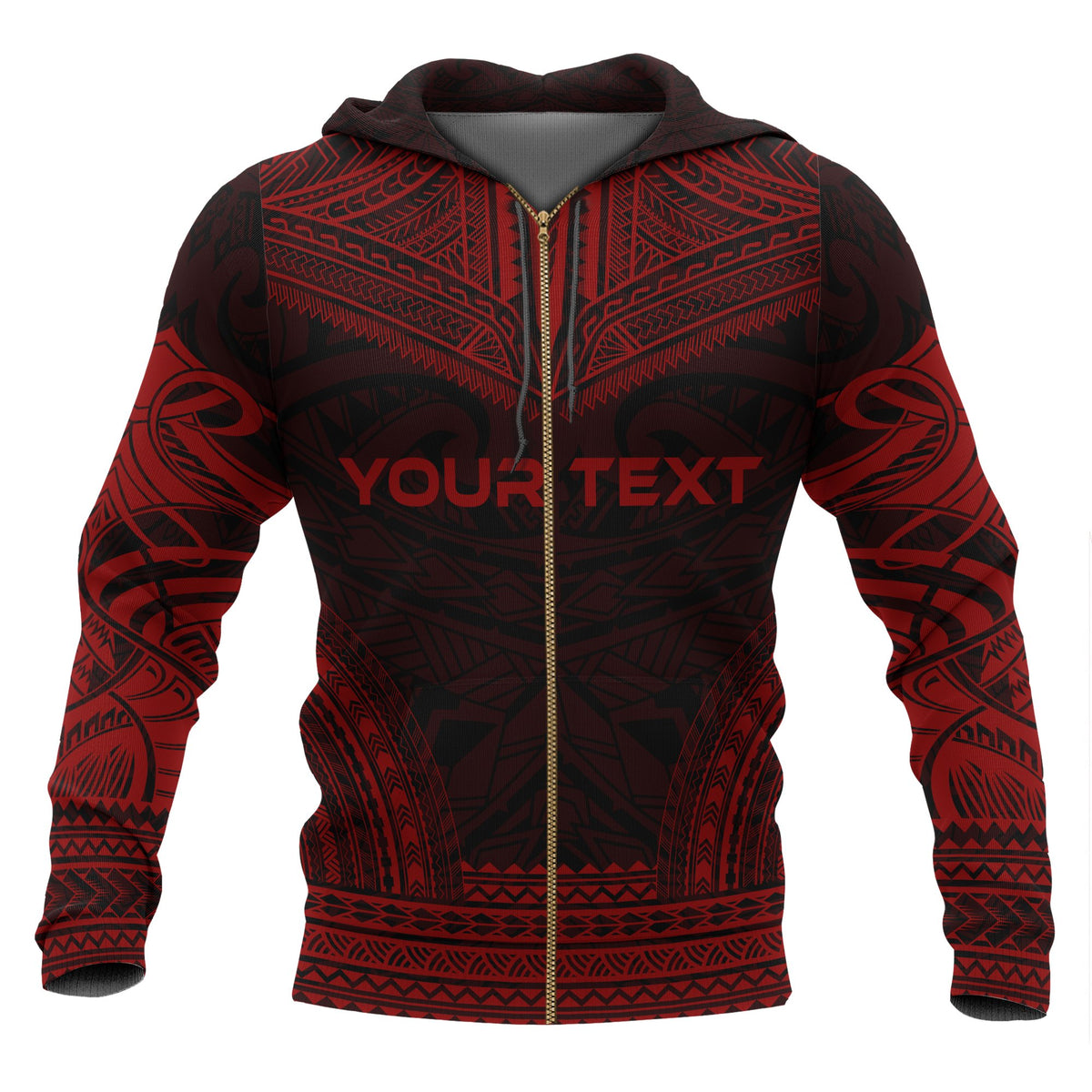 Chuuk Polynesian Chief Custom Zip up Hoodie Red Version - Polynesian Pride