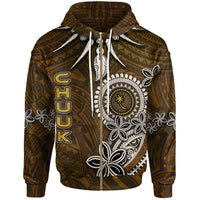 Chuuk Zip Hoodie Polynesian Boar Tusk Unisex Brown - Polynesian Pride