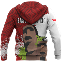 Easter Island Polynesian Hoodie Easter Island Coat of Arms Flag Moai A16 - Polynesian Pride