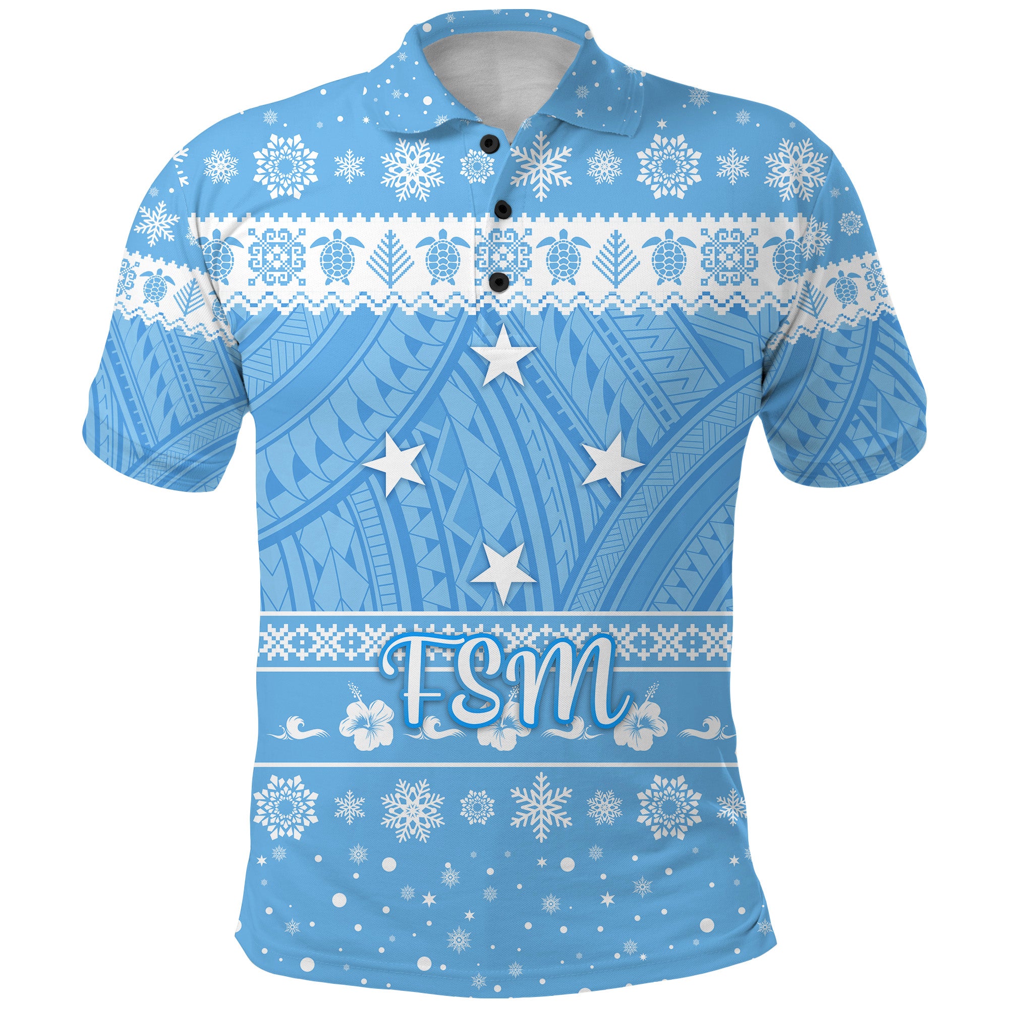 Federated States of Micronesia Christmas Polo Shirt Simple Style FSM Flag LT8 - Polynesian Pride