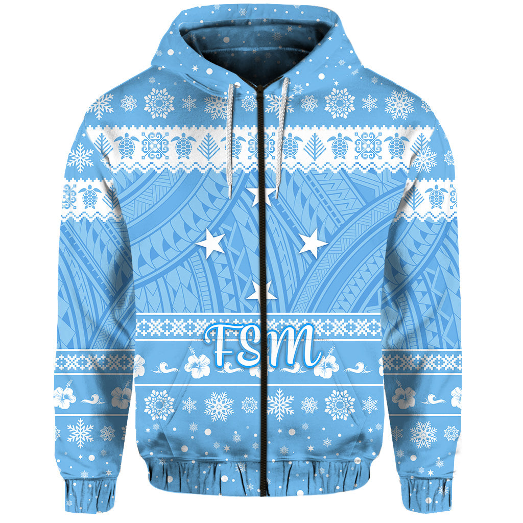 Custom Federated States of Micronesia Christmas Zip Hoodie Simple Style FSM Flag LT8 - Polynesian Pride