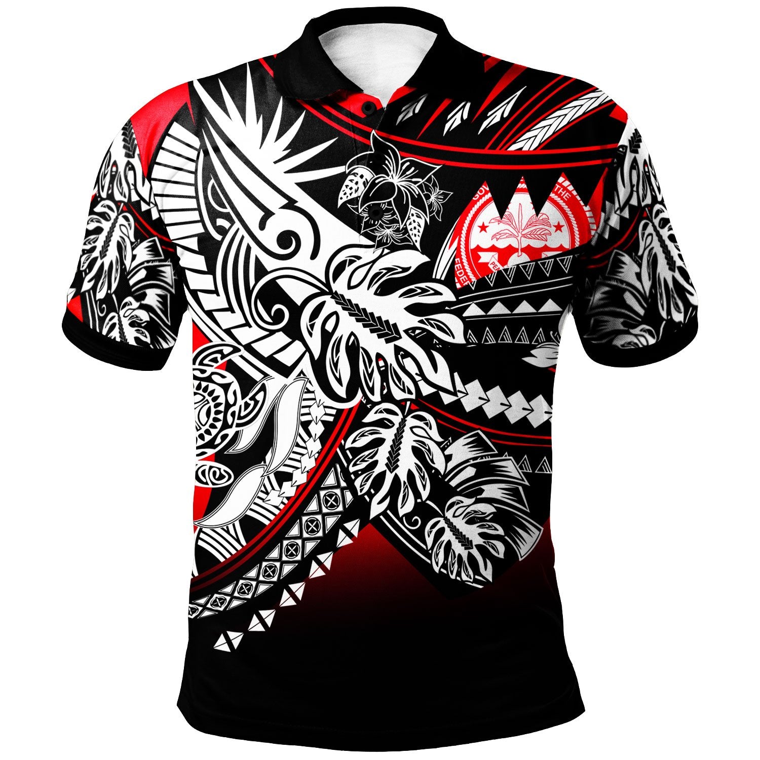 Federated States of Micronesia Polo Shirt Tribal Jungle Red Pattern Unisex Red - Polynesian Pride