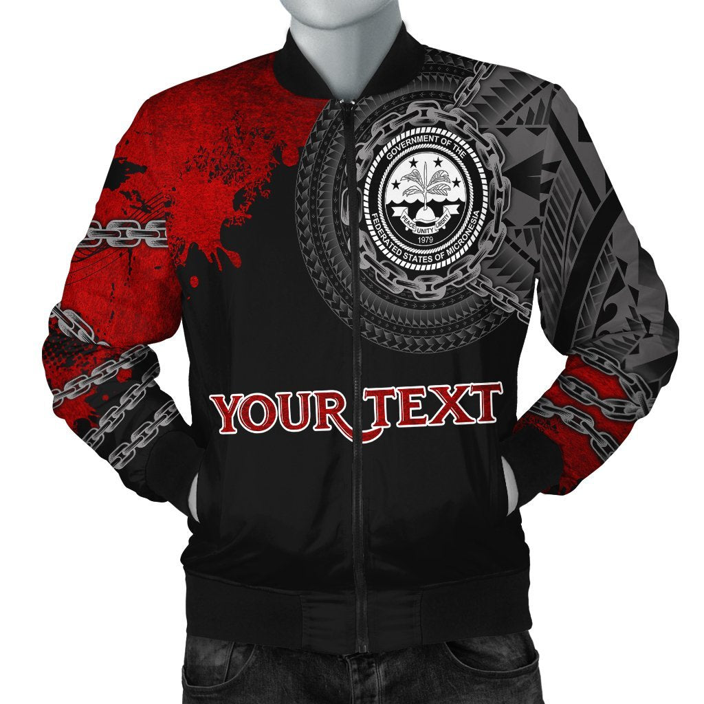 Federated States of Micronesia Polynesian Personalised Men's Bomber Jacket - Polynesian Chain Style Black - Polynesian Pride