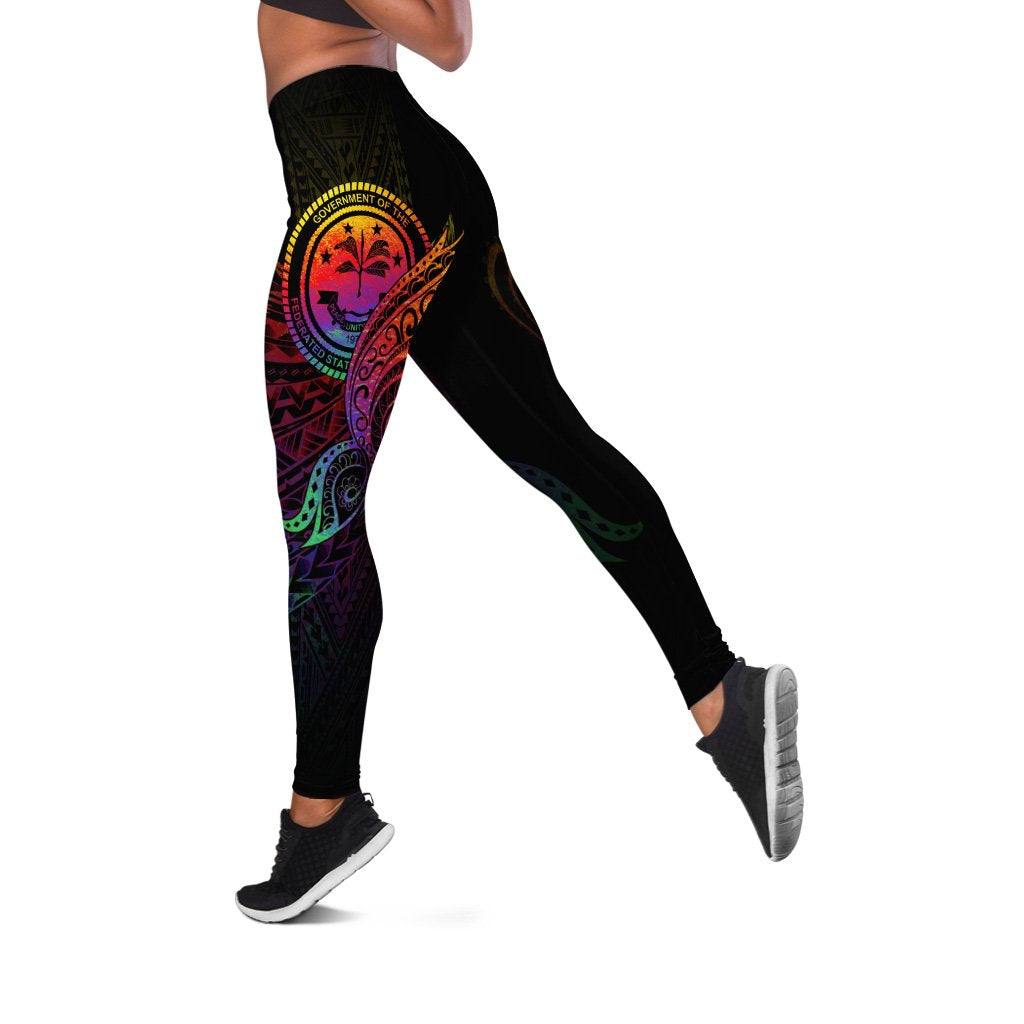 Federated States of Micronesia Leggings - Butterfly Polynesian Style Black - Polynesian Pride