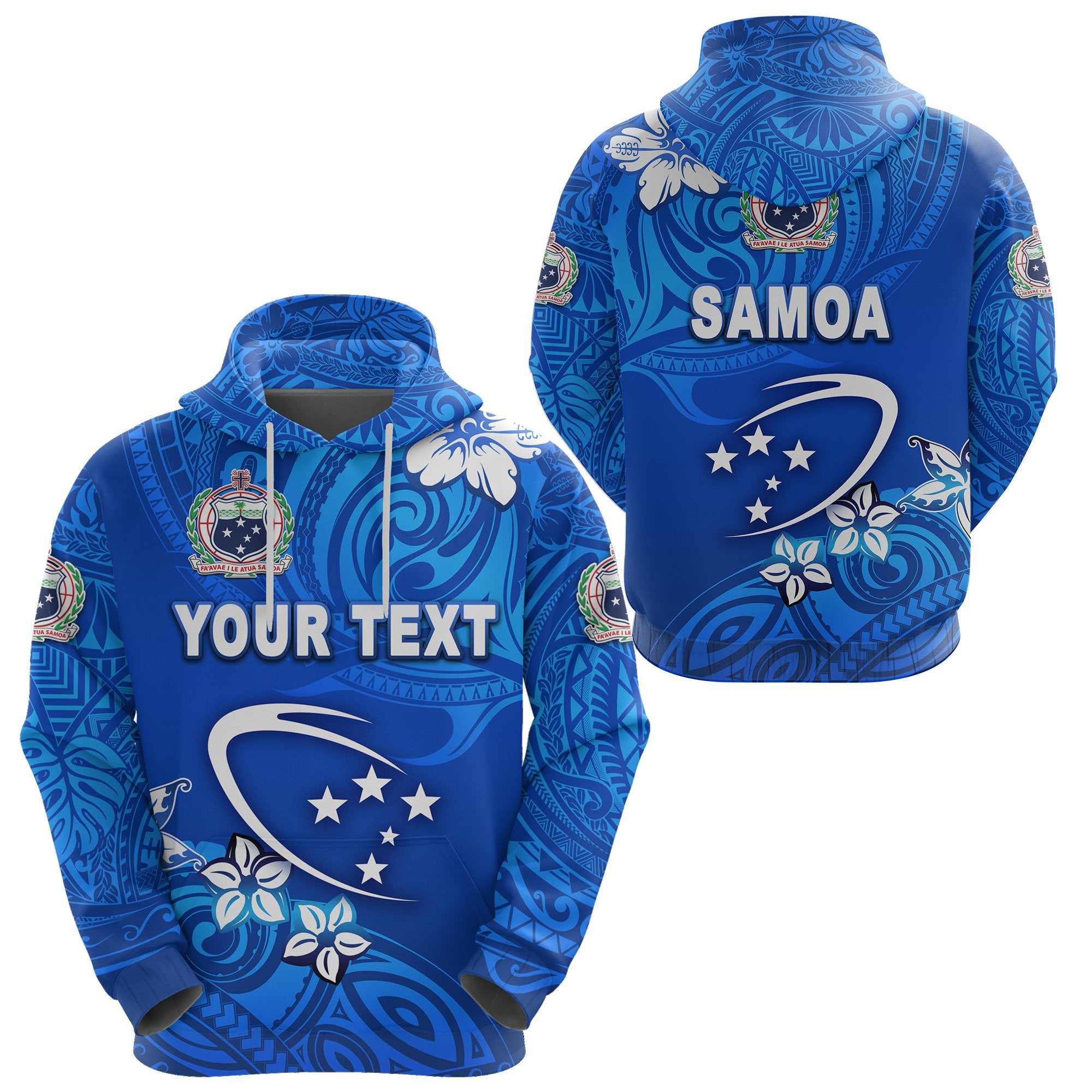 Custom Manu Samoa Rugby Hoodie Unique Vibes Full Blue Unisex Blue - Polynesian Pride