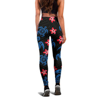 Hawaii Hibiscus Turtle Leggings (Blue) A6 - Polynesian Pride