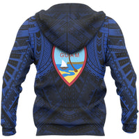 Guam Pullover Hoodie Guam Polynesian Tattoo Style Blue A6 - Polynesian Pride