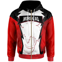 Papua New Guinea Zip Hoodie Morehead PNG Coat of Arms Unisex Red Black - Polynesian Pride