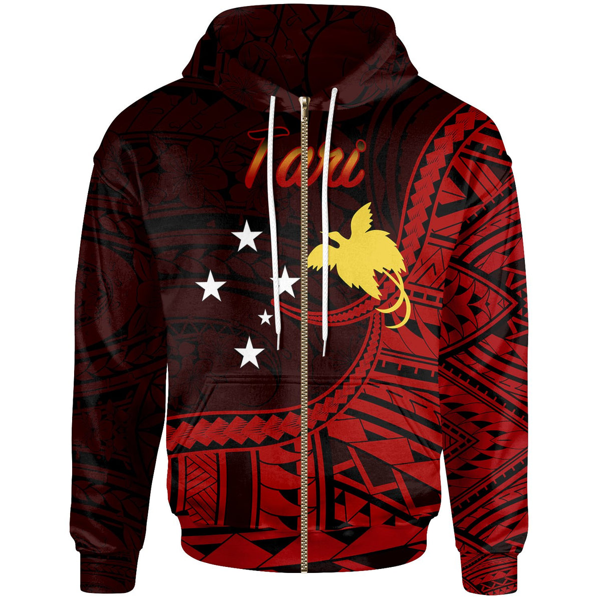 Papua New Guinea Zip Hoodie Tari Polynesian Patterns Unisex Black - Polynesian Pride