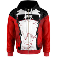 Papua New Guinea Zip Hoodie Kimbe PNG Coat of Arms Unisex Red Black - Polynesian Pride