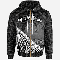 Papua New Guinea Zip Hoodie White Polynesian Patterns With Bamboo Unisex White - Polynesian Pride