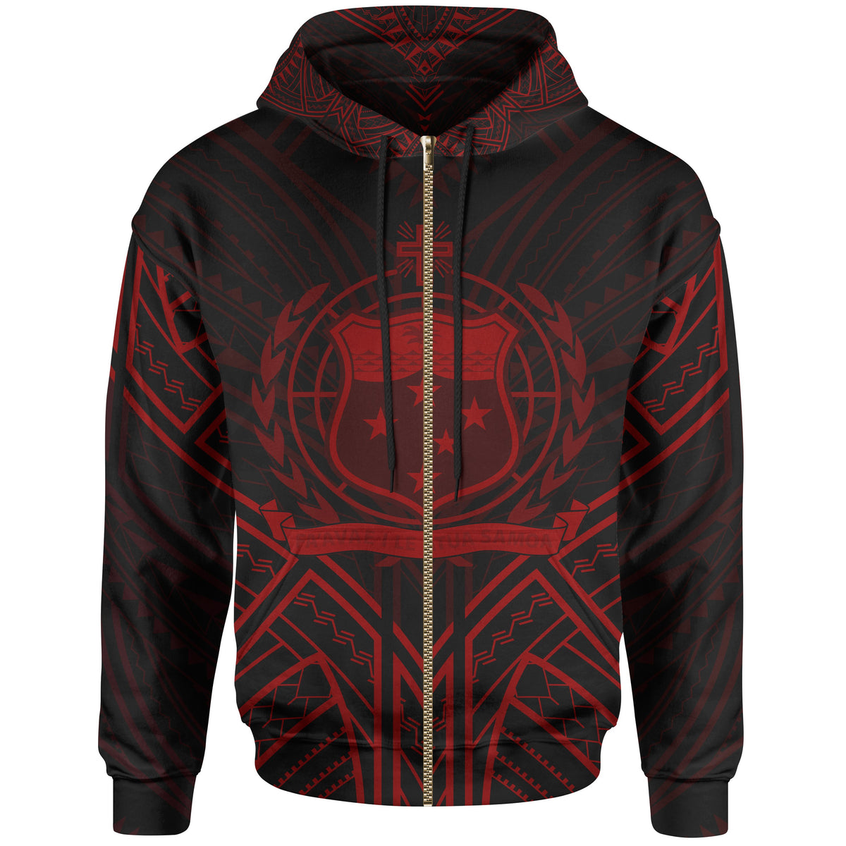 Samoa Zip Hoodie Samoa Seal Red Tribal Patterns Unisex White - Polynesian Pride