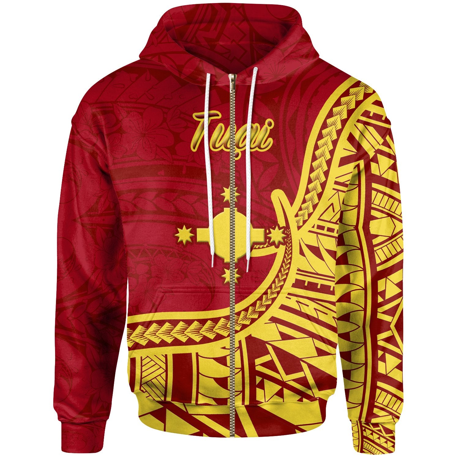 Rotuma Zip Hoodie Tuai Flag Rotuma Red - Polynesian Pride