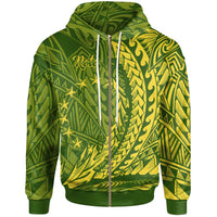 Cook Islands Zip Hoodie Roto Wings Style Unisex Green - Polynesian Pride