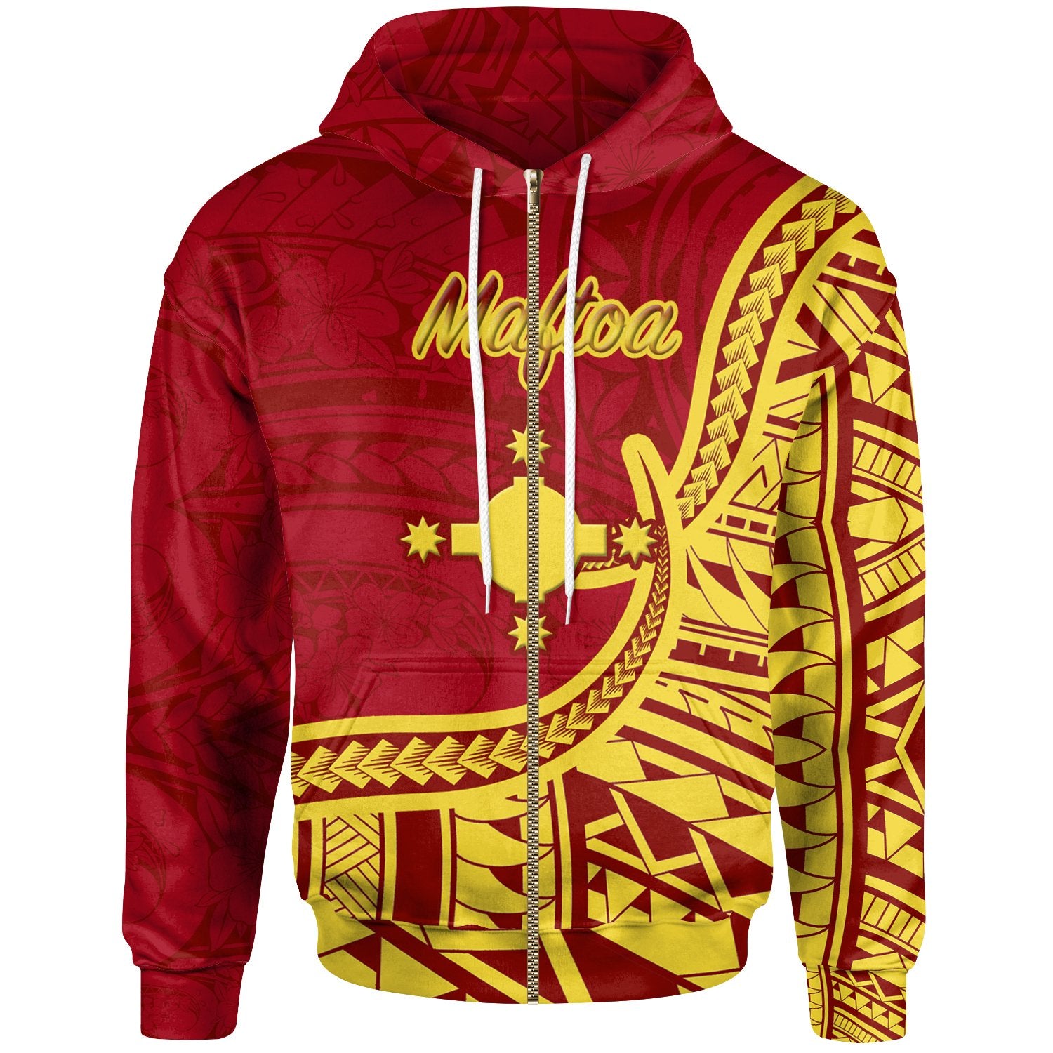 Rotuma Zip Hoodie Maftoa Flag Rotuma Unisex Red - Polynesian Pride