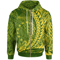 Cook Islands Zip Hoodie Mangarei Wings Style Unisex Green - Polynesian Pride