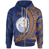 Marshall Islands Zip Hoodie Mili Wings Style Unisex Blue - Polynesian Pride
