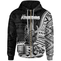 New Caledonia Islands Zip Hoodie Kouaoua Seal of New Caledonia Polynesian Patterns Unisex Black - Polynesian Pride