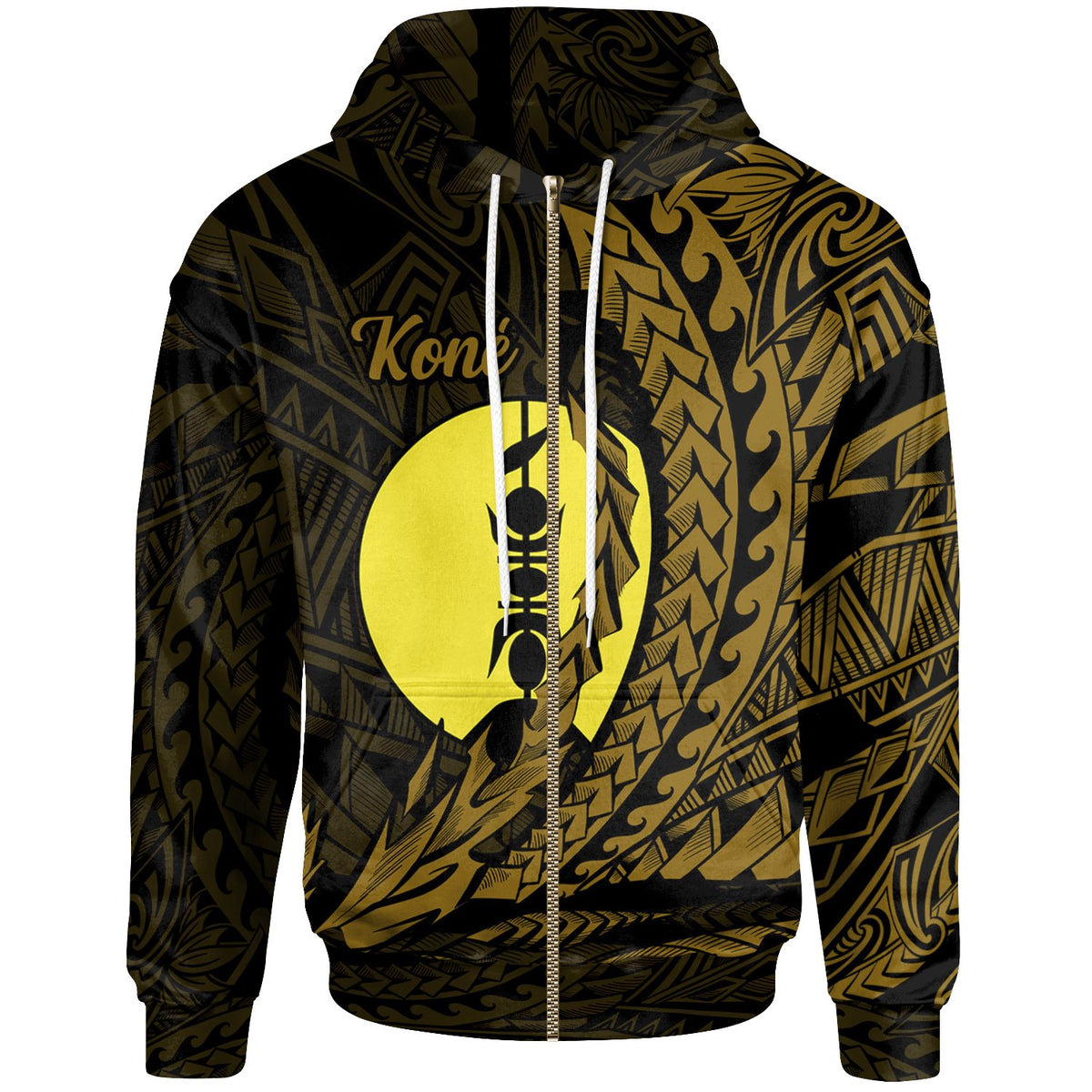 New Caledonia Zip Hoodie Kone Wings Style Unisex Black - Polynesian Pride