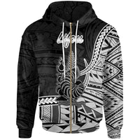 New Caledonia Islands Zip Hoodie Lifou Seal of New Caledonia Polynesian Patterns Unisex Black - Polynesian Pride