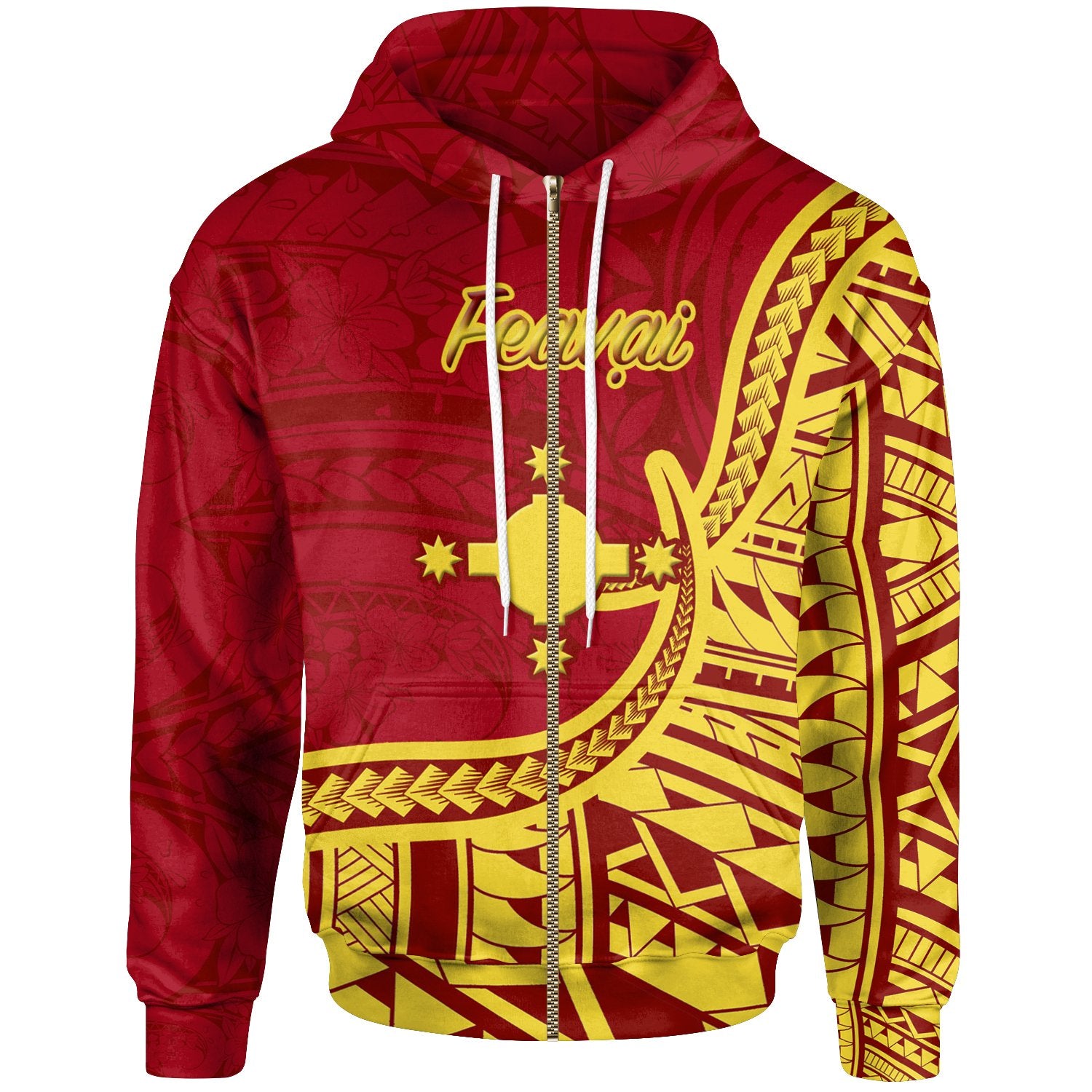 Rotuma Zip Hoodie Feavai Flag Rotuma Red - Polynesian Pride