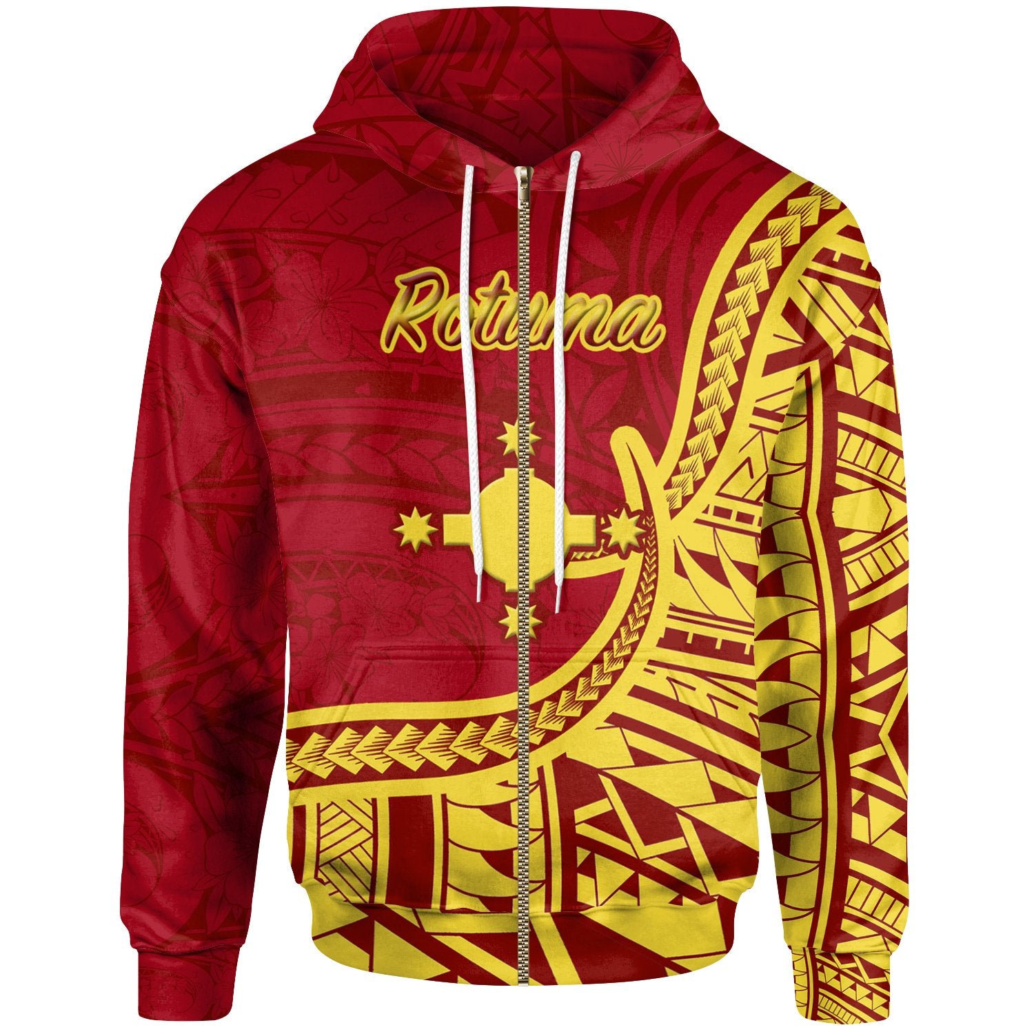 Rotuma Zip Hoodie Rotuma Flag Rotuma Unisex Red - Polynesian Pride