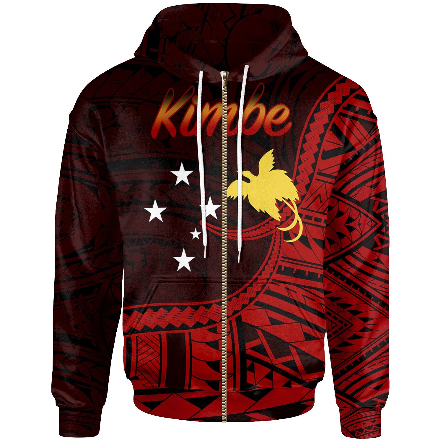Papua New Guinea Zip Hoodie Kimbe Polynesian Patterns Unisex Black - Polynesian Pride